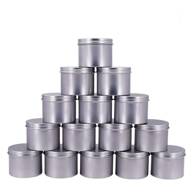 Healthcom 15 Packs 5 Oz 150ml Empty Silver Round Aluminum Tin Cans Screw Top Aroma Hair Wax Cosmetic Container Cream Box Makeup Pot Jars Tea Tin Storage Case for Accessories DIY Crafts Spice Candles - Image 1